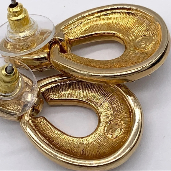 Swarovski Crystal Pave Gold Earrings NWT - Picture 4 of 4